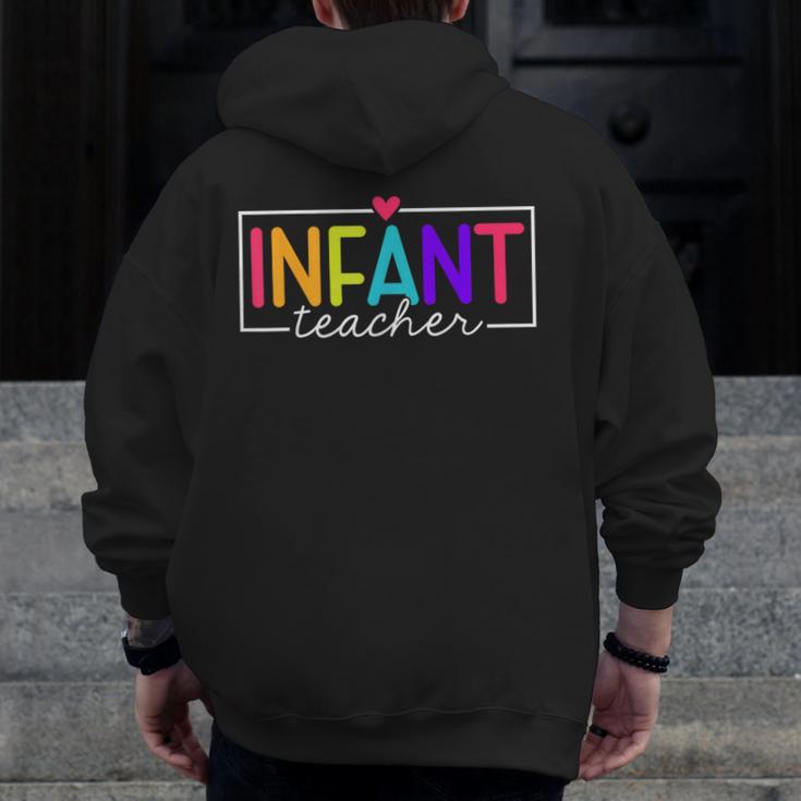 Infant Teacher Daycare Provider Childcare Teacher Men Zip Up Hoodie Back Print, funny design