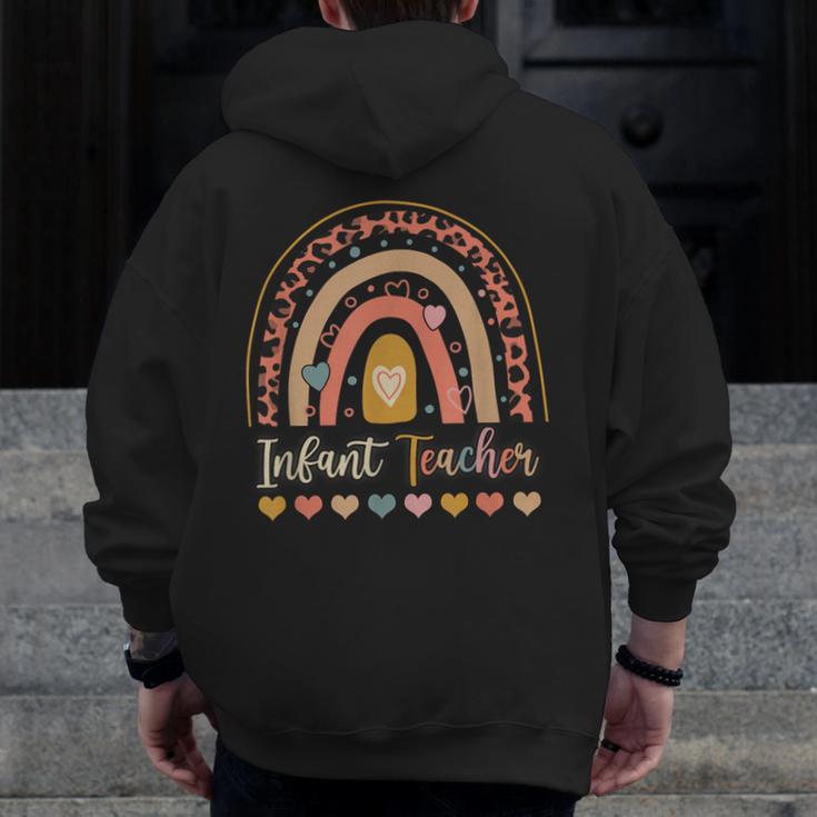 Infant Teacher Leopard Boho Rainbow Appreciation Men Zip Up Hoodie Back Print, funny design Infant Teacher Leopard Boho Rainbow Appreciation Men Zip Up Hoodie Back Print, funny design