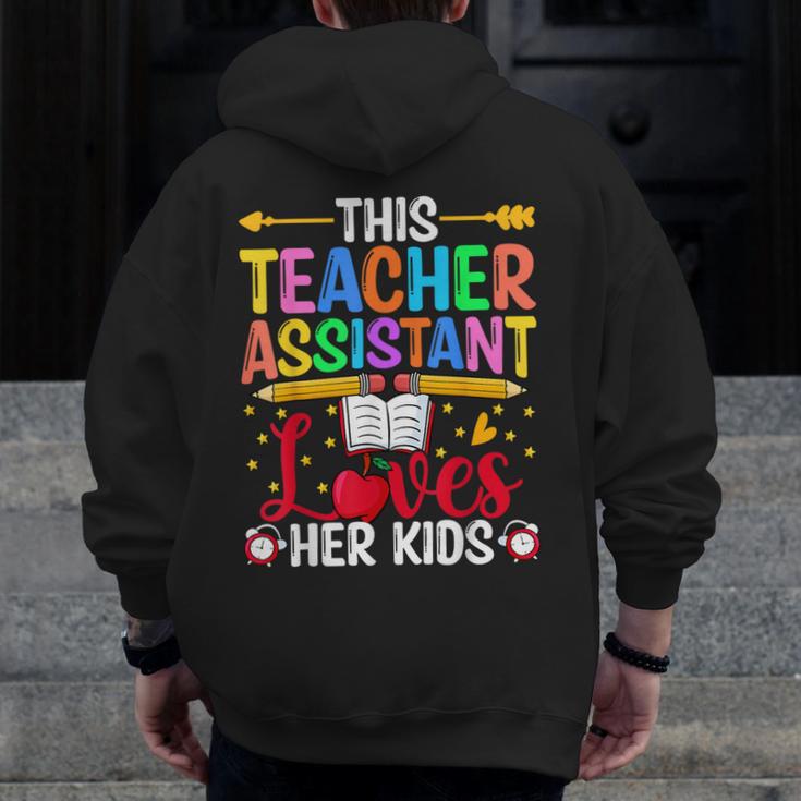 Instructional Assistant Loves Her Kids Teacher Assistant Men Zip Up Hoodie Back Print, funny design