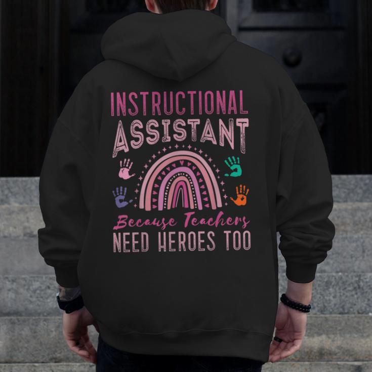 Instructional Assistant Because Teacher Need Hero Learning Men Zip Up Hoodie Back Print, funny design Instructional Assistant Because Teacher Need Hero Learning Men Zip Up Hoodie Back Print, funny design