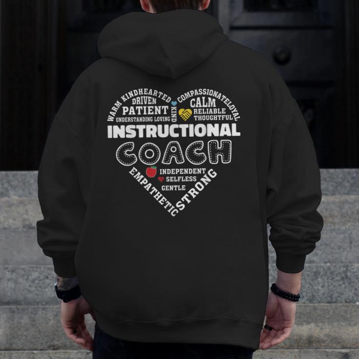 Instructional Coach Heart Teachers Appreciation Men Zip Up Hoodie Back Print, funny design
