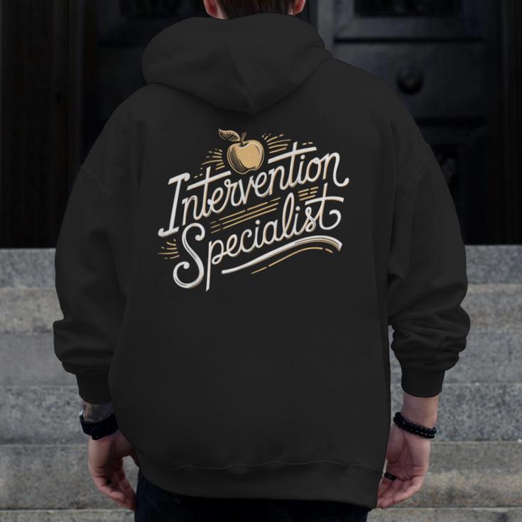 Intervention Teacher Intervention Specialist Men Zip Up Hoodie Back Print, funny design Intervention Teacher Intervention Specialist Men Zip Up Hoodie Back Print, funny design