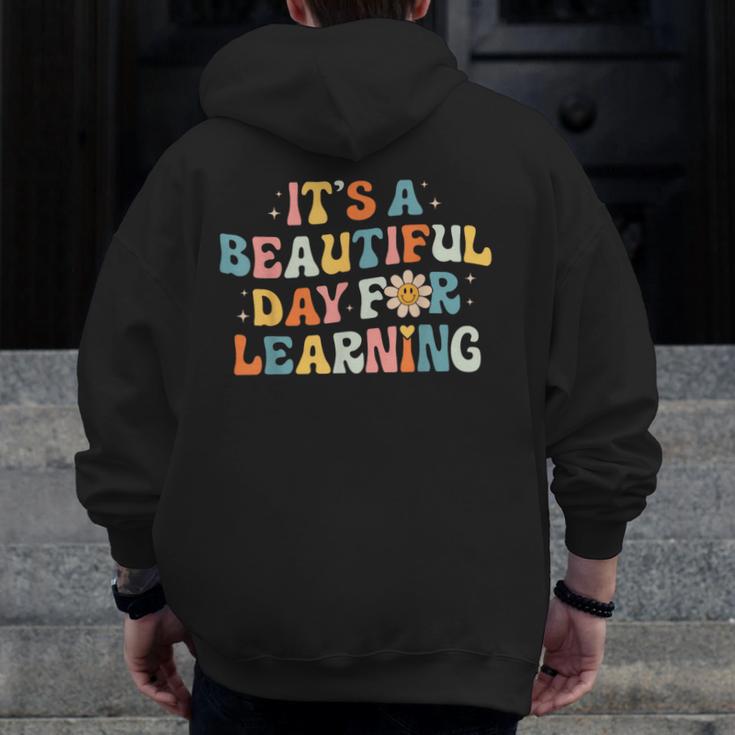 It's Beautiful Day For Learning Retro Teacher Women Men Men Zip Up Hoodie Back Print, funny design It's Beautiful Day For Learning Retro Teacher Women Men Men Zip Up Hoodie Back Print, funny design