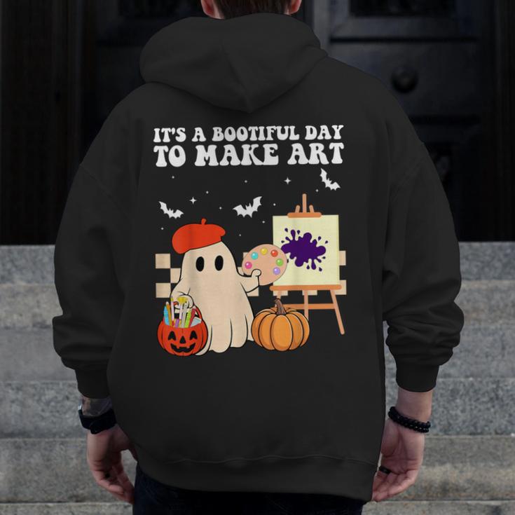 It's A Bootiful Day To Make Art Groovy Art Teacher Halloween Men Zip Up Hoodie Back Print, Groovy Teacher Gifts, funny design It's A Bootiful Day To Make Art Groovy Art Teacher Halloween Men Zip Up Hoodie Back Print, Groovy Teacher Gifts, funny design