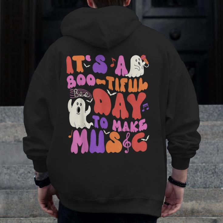 It's a Bootiful Day To Make Music Halloween Music Teacher Men Zip Up Hoodie Back Print, funny design It's a Bootiful Day To Make Music Halloween Music Teacher Men Zip Up Hoodie Back Print, funny design