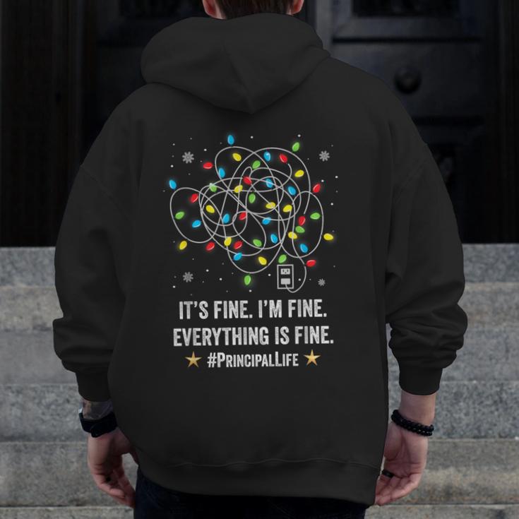 It's Fine I'm Fine Christmas Light Principal Teacher Xmas Men Women Men Zip Up Hoodie Back Print, funny design It's Fine I'm Fine Christmas Light Principal Teacher Xmas Men Women Men Zip Up Hoodie Back Print, funny design