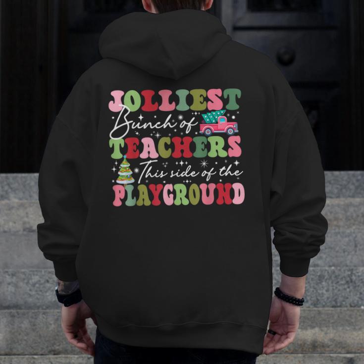 Jolliest Bunch Of Teachers This Side Of The Playground X-Mas Men Zip Up Hoodie Back Print, funny design Jolliest Bunch Of Teachers This Side Of The Playground X-Mas Men Zip Up Hoodie Back Print, funny design
