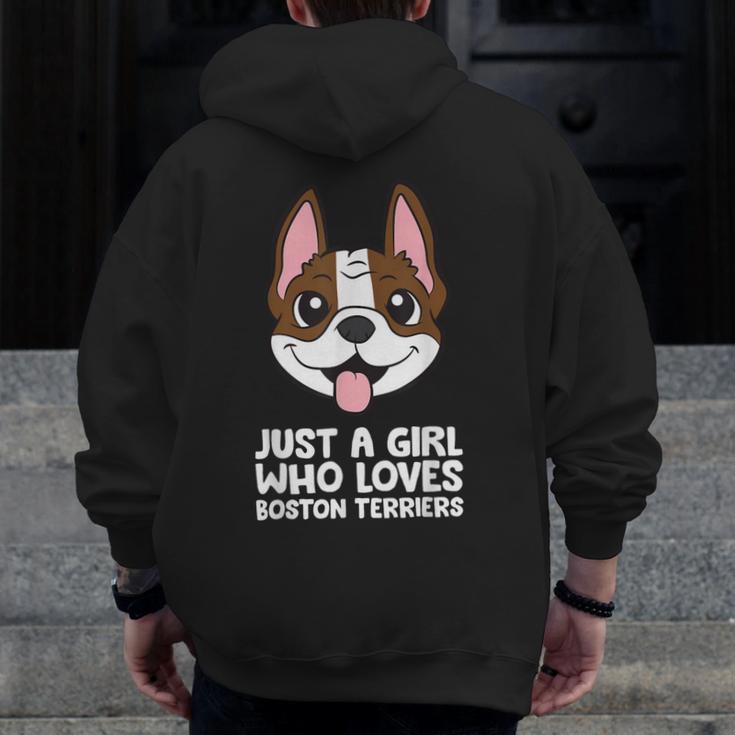 Just a Girl Who Loves Boston Terriers Men Zip Up Hoodie Back Print, funny design