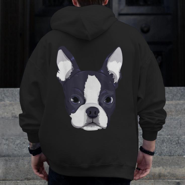 Kids Boston Terrier Dog For Women And Girls Men Zip Up Hoodie Back Print, funny design