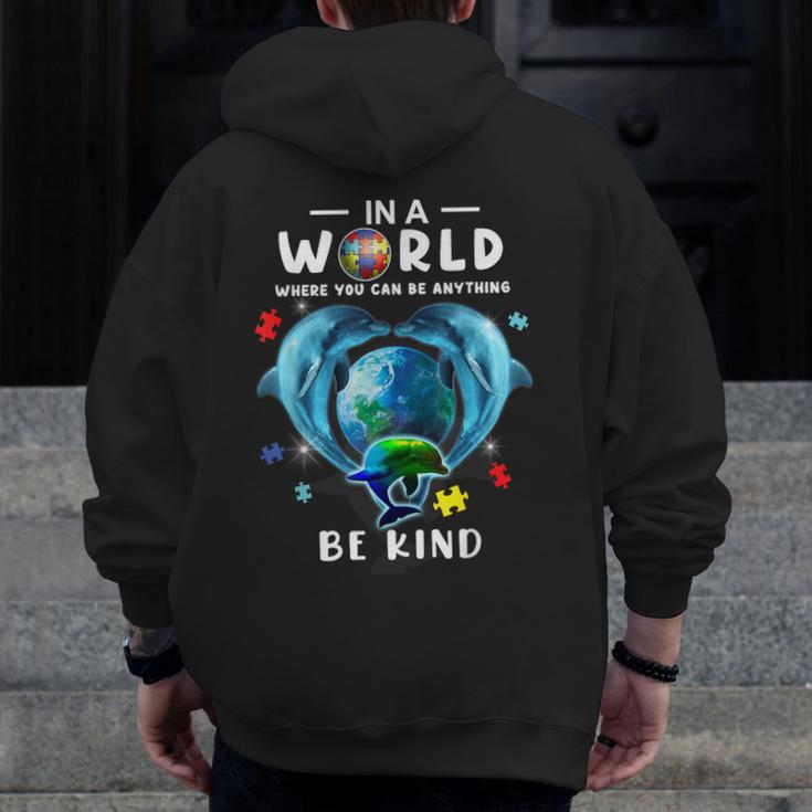 Be Kind Dolphin Autism Awareness Back To School Teacher Men Women Kids Men Zip Up Hoodie Back Print, funny design Be Kind Dolphin Autism Awareness Back To School Teacher Men Women Kids Men Zip Up Hoodie Back Print, funny design
