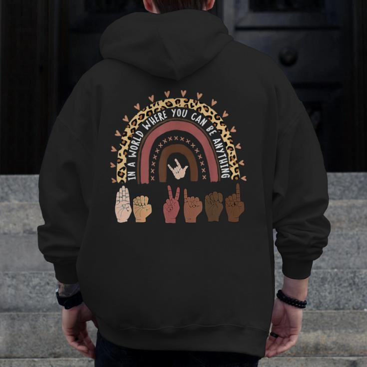 Be Kind Hand-Talking Teacher Artist ASL Men Zip Up Hoodie Back Print, funny design Be Kind Hand-Talking Teacher Artist ASL Men Zip Up Hoodie Back Print, funny design