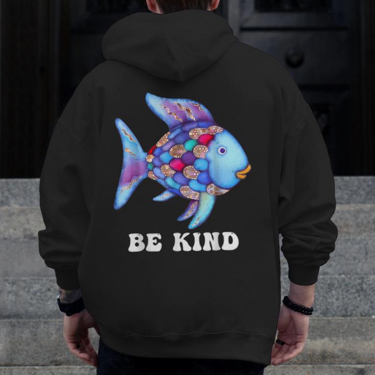 Be Kind Rainbow Fish Teacher Life Teaching Back To School Men Zip Up Hoodie Back Print, funny design Be Kind Rainbow Fish Teacher Life Teaching Back To School Men Zip Up Hoodie Back Print, funny design