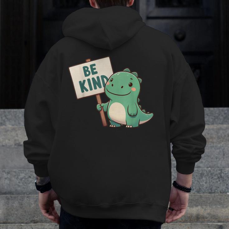 Be Kind Teacher Anti-Bullying Dino Kindness Women Men Boys Men Zip Up Hoodie Back Print, funny design