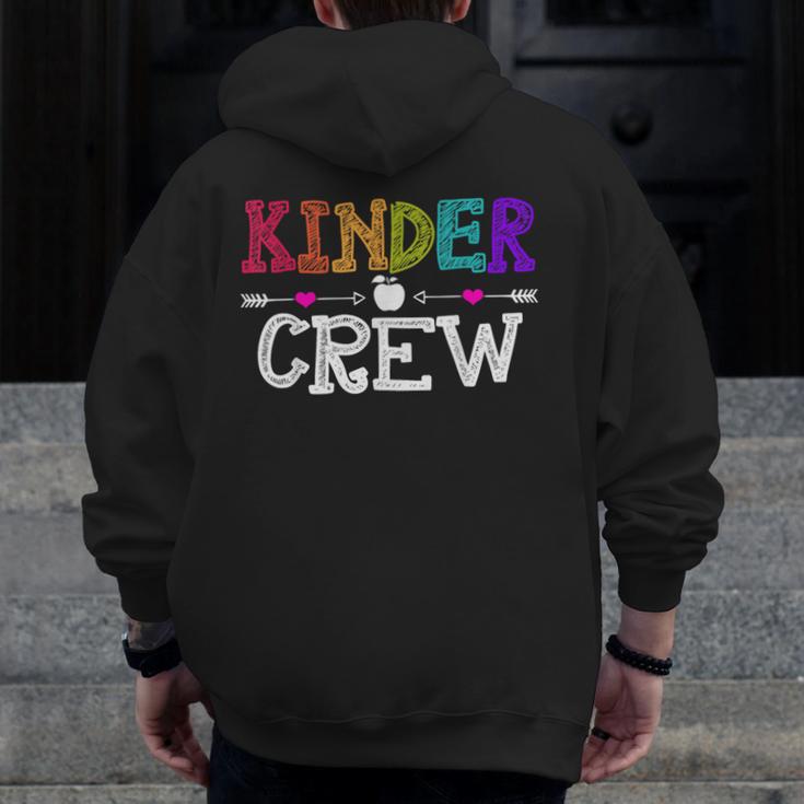 Kinder Crew Kindergarten Teacher 1st Day Of School Men Zip Up Hoodie Back Print, funny design Kinder Crew Kindergarten Teacher 1st Day Of School Men Zip Up Hoodie Back Print, funny design