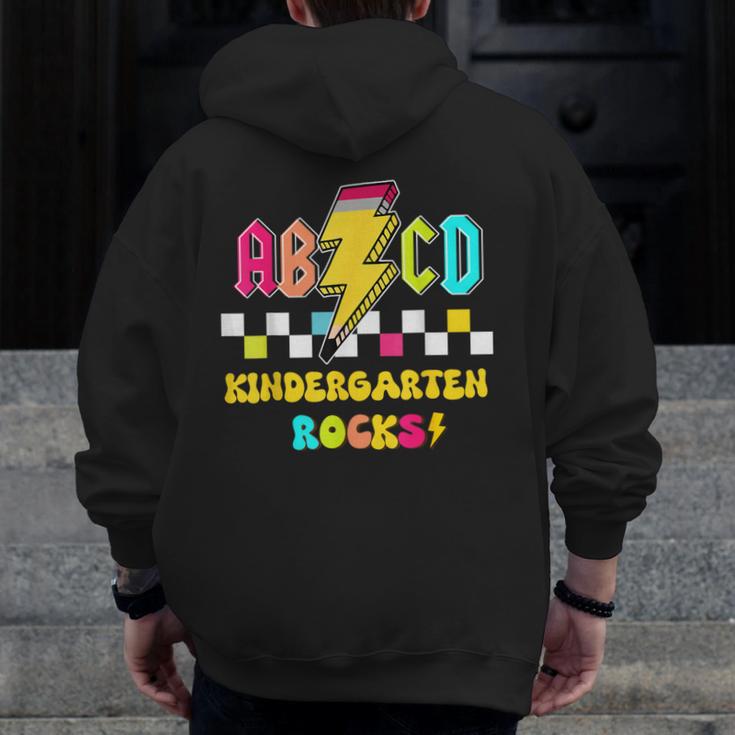 Kindergarten ABCD Rocks Teacher Student Back To School Men Zip Up Hoodie Back Print, funny design