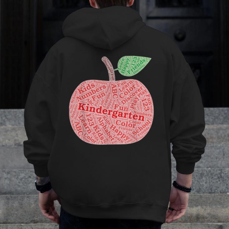 Kindergarten Apple Word Art For Teachers & Students Men Zip Up Hoodie Back Print, funny design