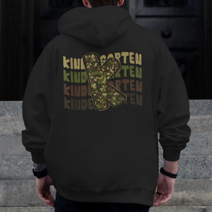 Kindergarten Camo Camouflage Boy Teacher Back To School Men Zip Up Hoodie Back Print, funny design Kindergarten Camo Camouflage Boy Teacher Back To School Men Zip Up Hoodie Back Print, funny design