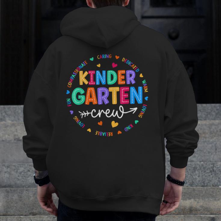 Kindergarten Crew Back To School Kindergarten Teacher Kids Men Zip Up Hoodie Back Print, funny design