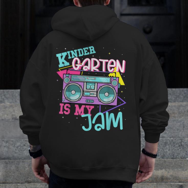Kindergarten Is My Jam Cute Teacher Shirt 80's 90's Styl Men Zip Up Hoodie Back Print, funny design