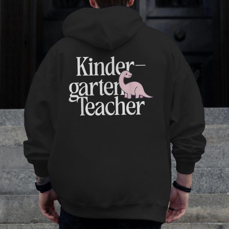 Kindergarten Teacher Dinosaur Back To School Men Zip Up Hoodie Back Print, funny design