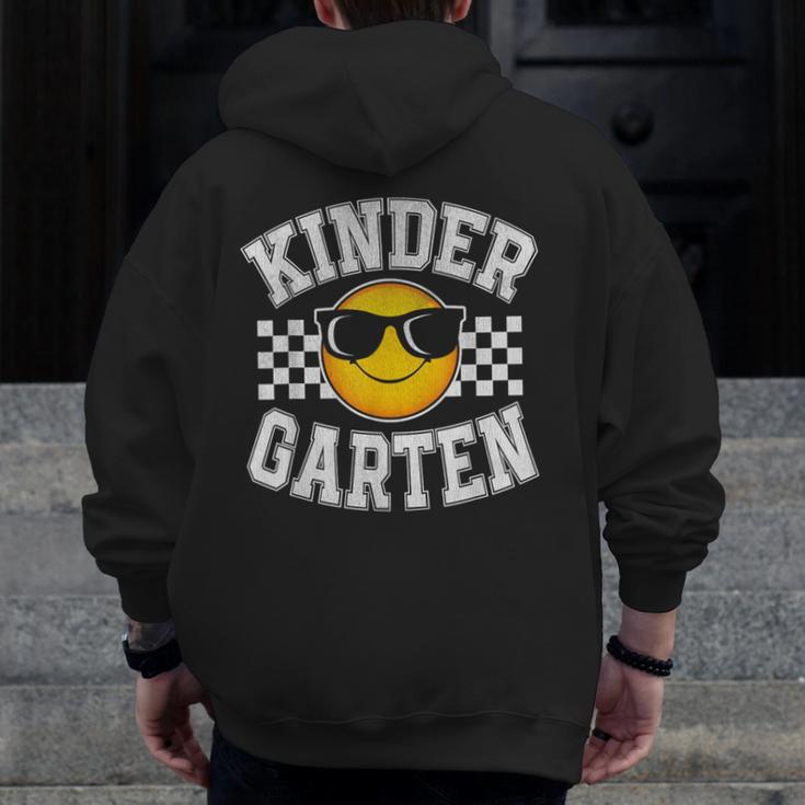 Kindergarten Teacher First Day Of Kinder Back To School Men Zip Up Hoodie Back Print, funny design Kindergarten Teacher First Day Of Kinder Back To School Men Zip Up Hoodie Back Print, funny design
