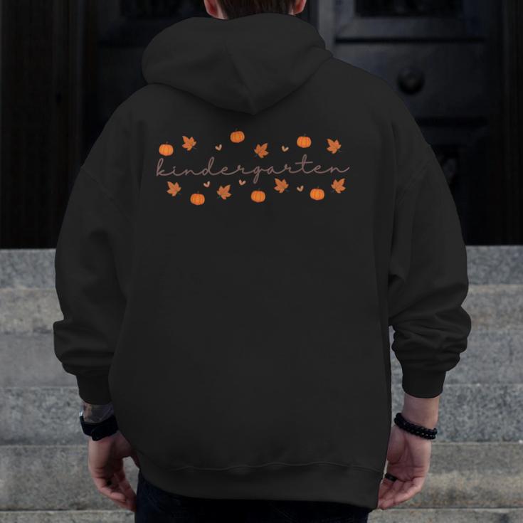 Kindergarten Teacher Pumpkin Autumn Leaves Kinder Team Fall Men Zip Up Hoodie Back Print, funny design Kindergarten Teacher Pumpkin Autumn Leaves Kinder Team Fall Men Zip Up Hoodie Back Print, funny design