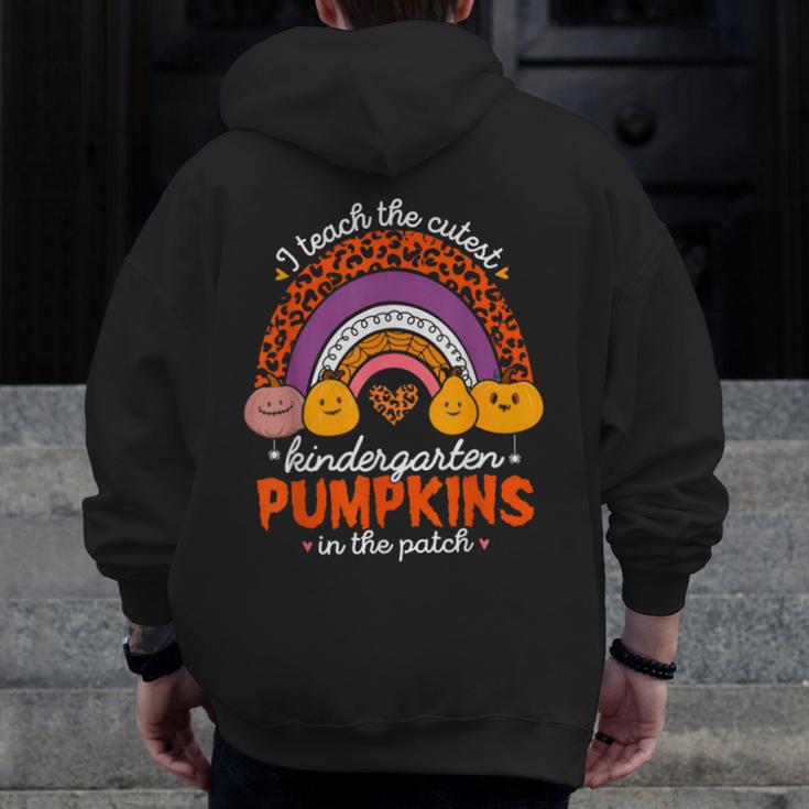 Kindergarten Teacher Pumpkin Patch Cute Men Zip Up Hoodie Back Print, funny design