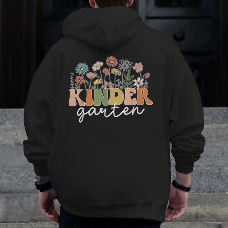 Kindergarten Teacher Wildflower Back To School Floral Outfit Men Women Men Zip Up Hoodie Back Print, funny design