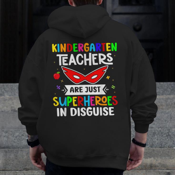 Kindergarten Teachers Are Just Superheroes In Disguise Men Zip Up Hoodie Back Print, funny design