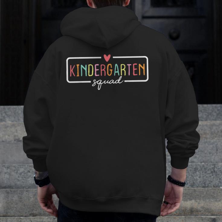 Kindergarten Team Crew Kinder Squad Back To School Teacher Men Zip Up Hoodie Back Print, funny design
