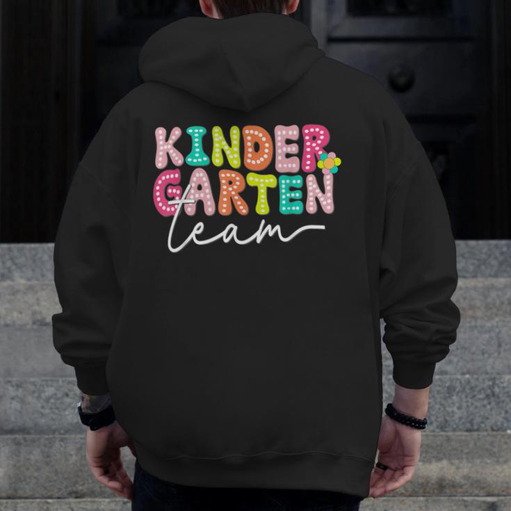 Kindergarten Team Teacher Back To School Kindergarten Squad Men Zip Up Hoodie Back Print, funny design