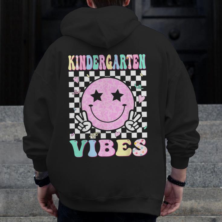 Kindergarten Vibes First Day Of School Kindergarten Teacher Men Zip Up Hoodie Back Print, funny design