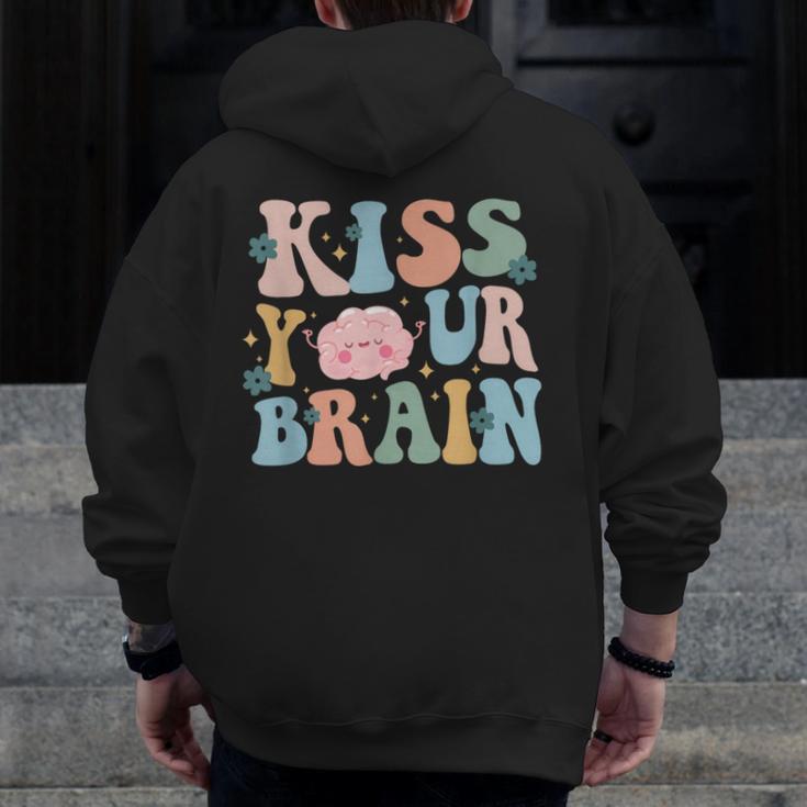 Kiss Your Brain Teacher Inspire Educate Groovy Retro Vintage Men Zip Up Hoodie Back Print, Groovy Teacher Gifts, funny design Kiss Your Brain Teacher Inspire Educate Groovy Retro Vintage Men Zip Up Hoodie Back Print, Groovy Teacher Gifts, funny design