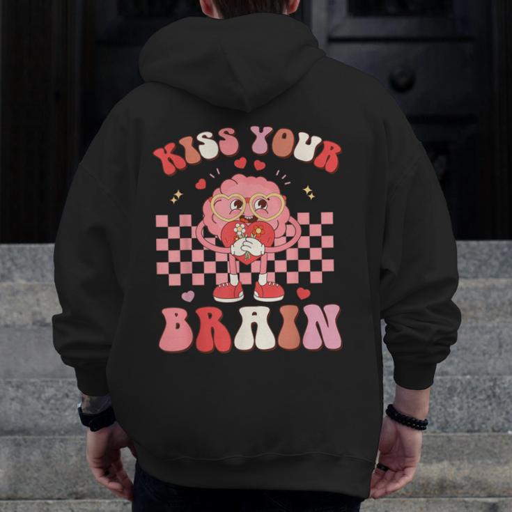 Kiss Your Brain Valentines Test Day Teacher Squad Kids Men Zip Up Hoodie Back Print, funny design Kiss Your Brain Valentines Test Day Teacher Squad Kids Men Zip Up Hoodie Back Print, funny design