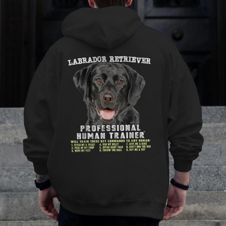 Labrador Retriever Lab Professional Human Trainer Men Zip Up Hoodie Back Print, funny design