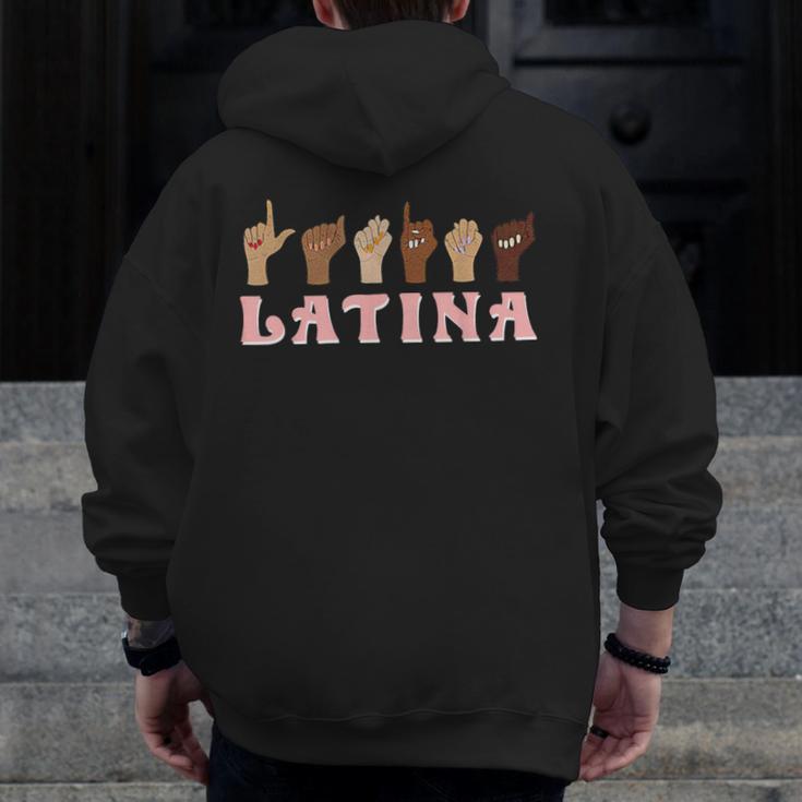 Latina ASL American Sign Language Latina Power ASL Teacher Men Zip Up Hoodie Back Print, funny design Latina ASL American Sign Language Latina Power ASL Teacher Men Zip Up Hoodie Back Print, funny design