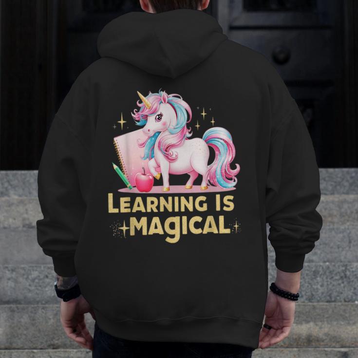 LEARNING IS MAGICAL TEACHER UNICORN BACK TO SCHOOL UNICORN Men Zip Up Hoodie Back Print, funny design LEARNING IS MAGICAL TEACHER UNICORN BACK TO SCHOOL UNICORN Men Zip Up Hoodie Back Print, funny design