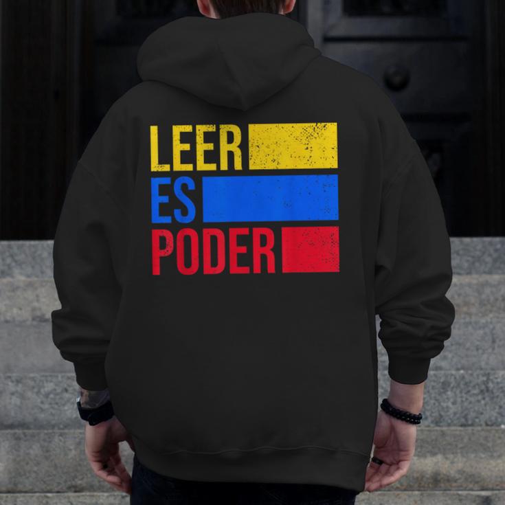 Leer Es Poder Colombian Spanish Teacher Maestra Colombia Men Zip Up Hoodie Back Print, funny design Leer Es Poder Colombian Spanish Teacher Maestra Colombia Men Zip Up Hoodie Back Print, funny design