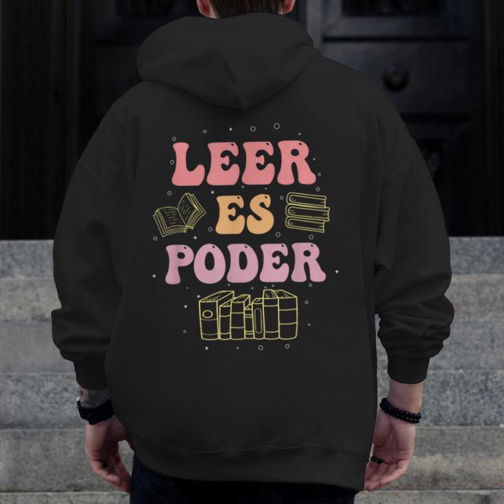 Leer Es Poder Groovy Spanish Teacher Bilingual Maestra Men Women Men Zip Up Hoodie Back Print, Groovy Teacher Gifts, funny design Leer Es Poder Groovy Spanish Teacher Bilingual Maestra Men Women Men Zip Up Hoodie Back Print, Groovy Teacher Gifts, funny design