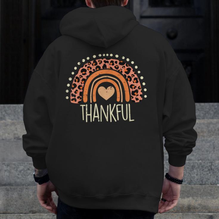 Leopard Rainbow Thankful Thanksgiving Teacher Women Kids Men Zip Up Hoodie Back Print, funny design Leopard Rainbow Thankful Thanksgiving Teacher Women Kids Men Zip Up Hoodie Back Print, funny design