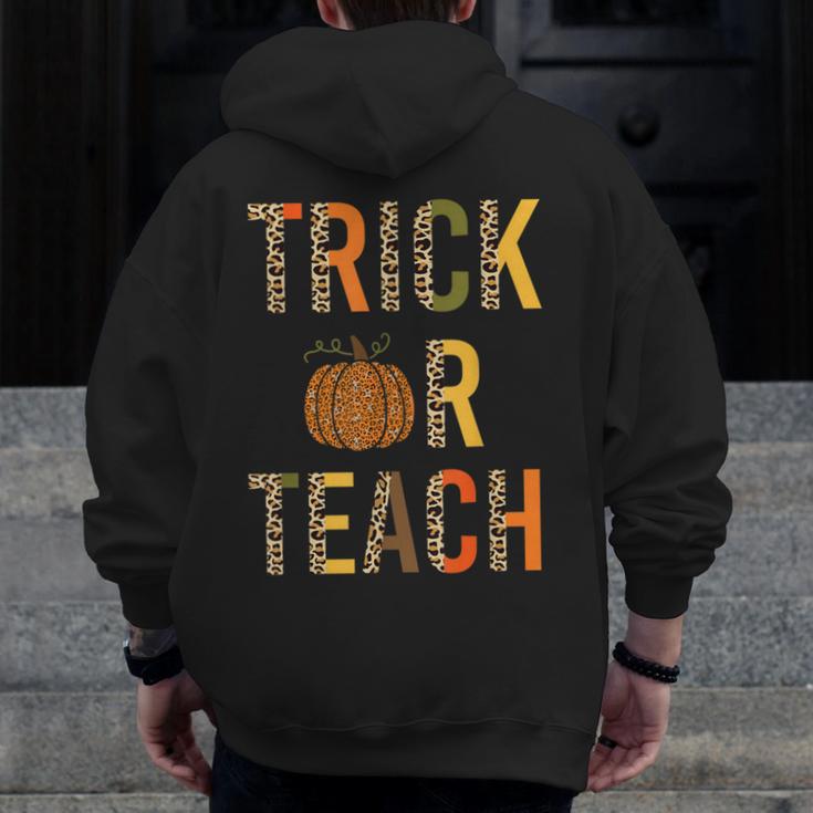 Leopard Trick Or Teach Halloween Teacher Costume Women Men Zip Up Hoodie Back Print, funny design Leopard Trick Or Teach Halloween Teacher Costume Women Men Zip Up Hoodie Back Print, funny design