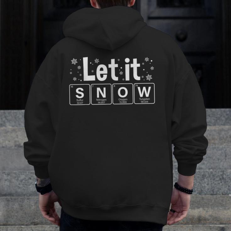 Let It Snow Christmas Pajamas Chemistry Teacher Men Zip Up Hoodie Back Print, funny design