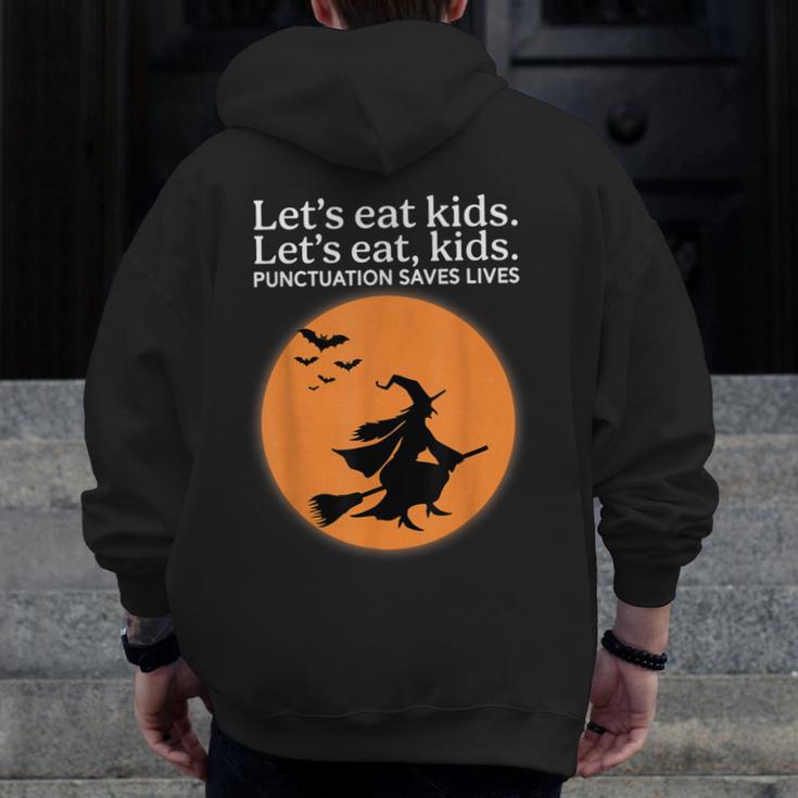 Let's Eat Kids Punctuation Saves Live Witch Grammar Teacher Men Zip Up Hoodie Back Print, funny design Let's Eat Kids Punctuation Saves Live Witch Grammar Teacher Men Zip Up Hoodie Back Print, funny design