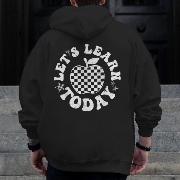 Let's Learn Today Checkered Apple Back To School Teacher Men Zip Up Hoodie Back Print, funny design Let's Learn Today Checkered Apple Back To School Teacher Men Zip Up Hoodie Back Print, funny design