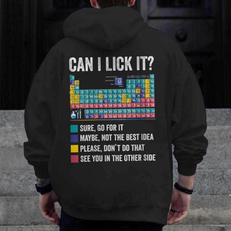 Can I Lick It Periodic Table Of Elements Science Teacher Men Zip Up Hoodie Back Print, Science Teacher Gifts, funny design