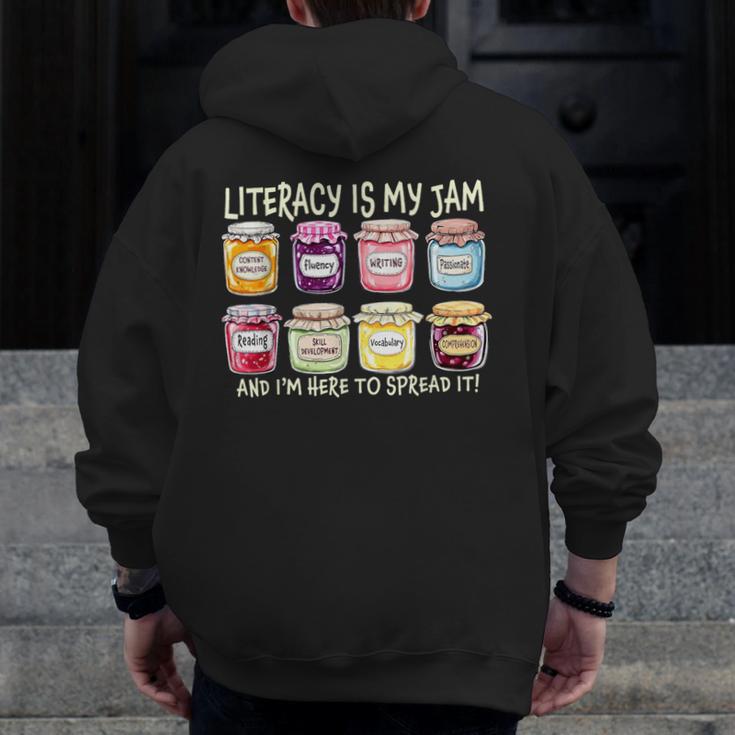 Literacy Is My Jam And I'm Here To Spread Literacy Teacher Men Zip Up Hoodie Back Print, funny design Literacy Is My Jam And I'm Here To Spread Literacy Teacher Men Zip Up Hoodie Back Print, funny design