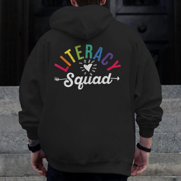 Literacy Squad Reading Teacher Interventionist Specialist Men Zip Up Hoodie Back Print, funny design Literacy Squad Reading Teacher Interventionist Specialist Men Zip Up Hoodie Back Print, funny design