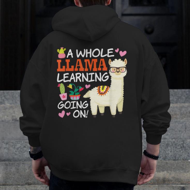 Llama Learning T Shirt Teachers Students Alpaca Lovers Men Zip Up Hoodie Back Print, funny design Llama Learning T Shirt Teachers Students Alpaca Lovers Men Zip Up Hoodie Back Print, funny design