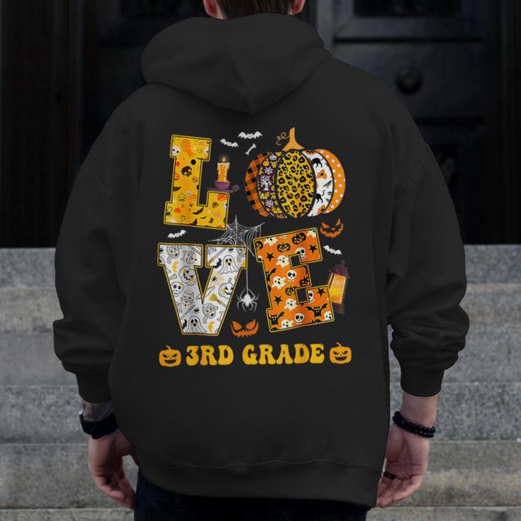 LOVE 3rd Grade Pumpkin Teacher Student Halloween Costume Men Zip Up Hoodie Back Print, funny design LOVE 3rd Grade Pumpkin Teacher Student Halloween Costume Men Zip Up Hoodie Back Print, funny design