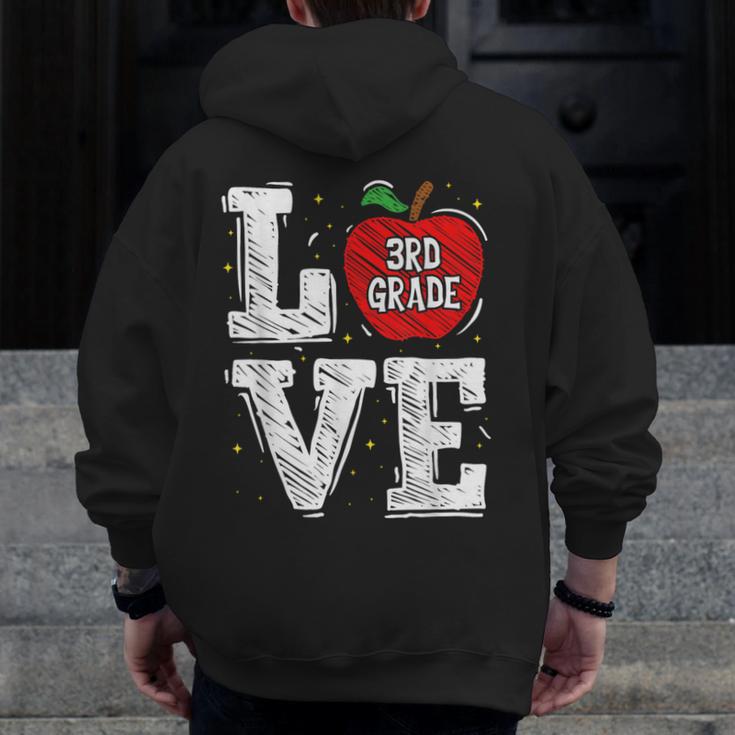 LOVE Apple 3rd Grade Teacher Student School Men Zip Up Hoodie Back Print, funny design LOVE Apple 3rd Grade Teacher Student School Men Zip Up Hoodie Back Print, funny design